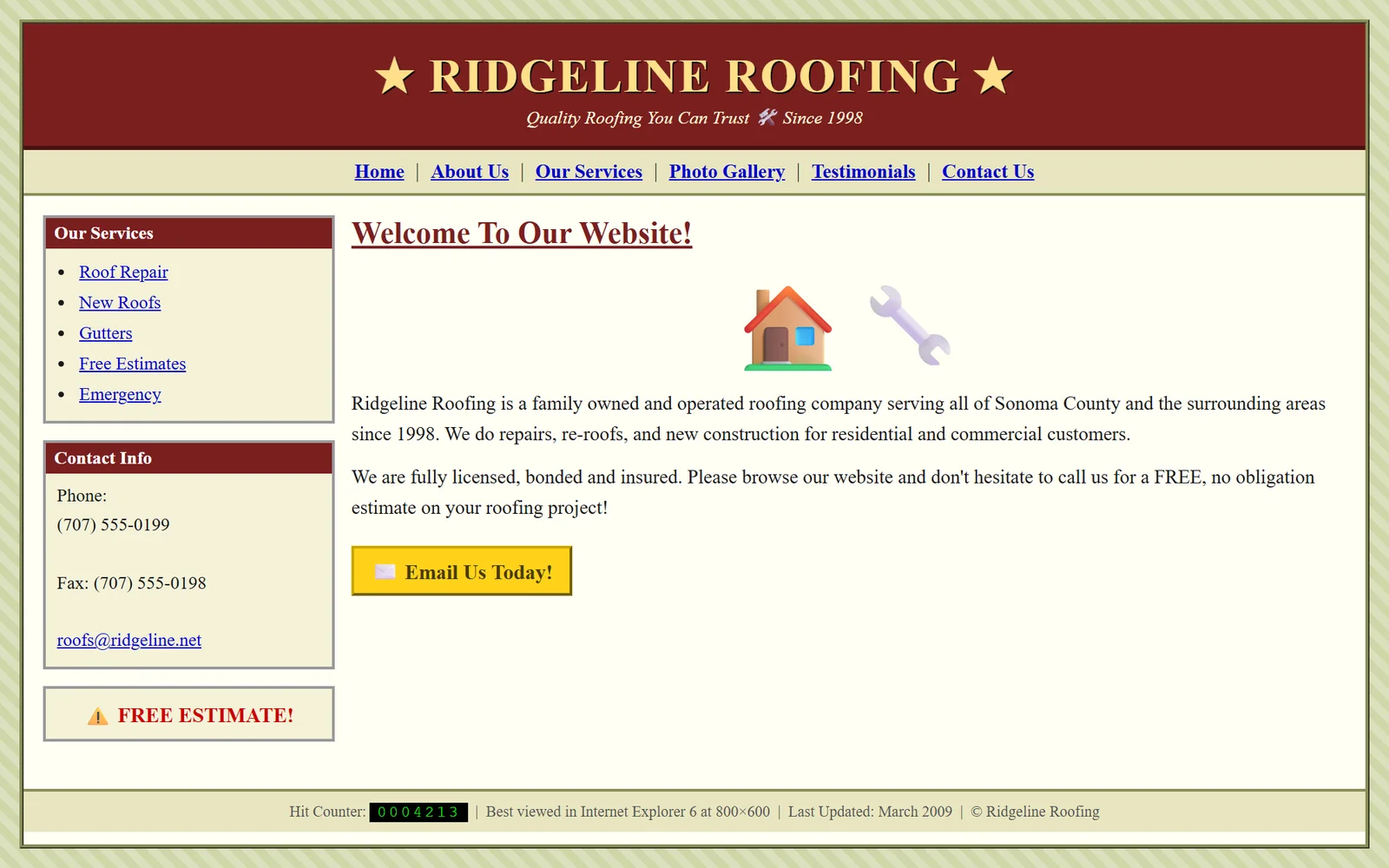 Before — an outdated website