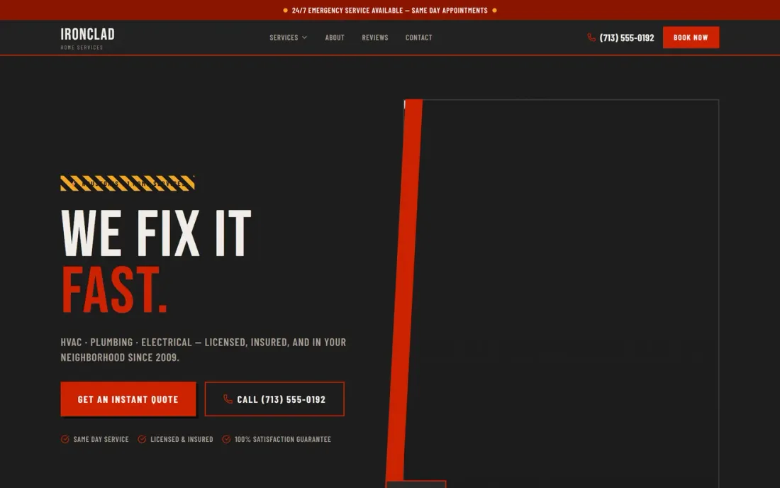 Ironclad Home Services website