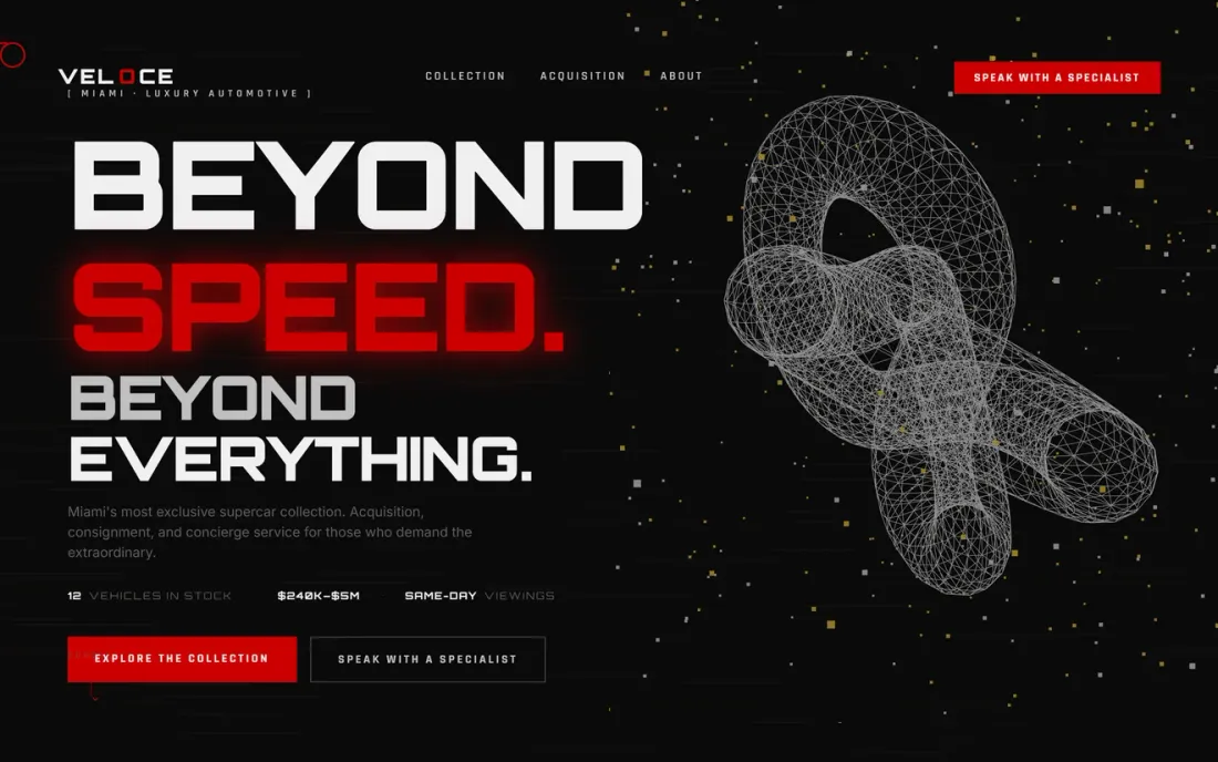 Velocity Motors concept website